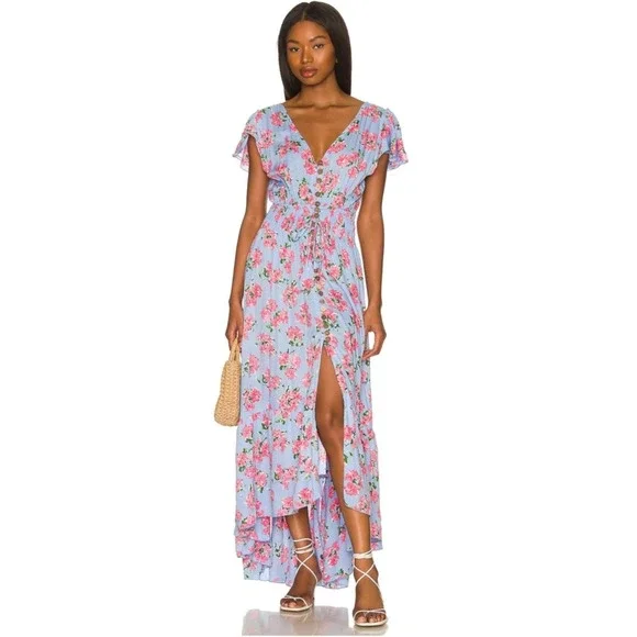 Tiare Hawaii | Dresses | Tiare Hawaii New Moon Maxi Dress In Hibiscus  Bouquet Baby Blue Size Ml | Poshmark
